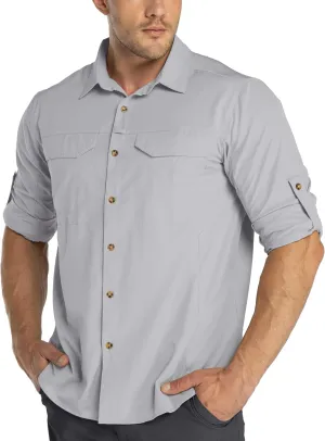 33,000ft Men's Long Sleeve Hiking Shirts Lightweight Quick Dry Sun Protection UV UPF 50 Fishing Shirt Outdoor Safari Travel
