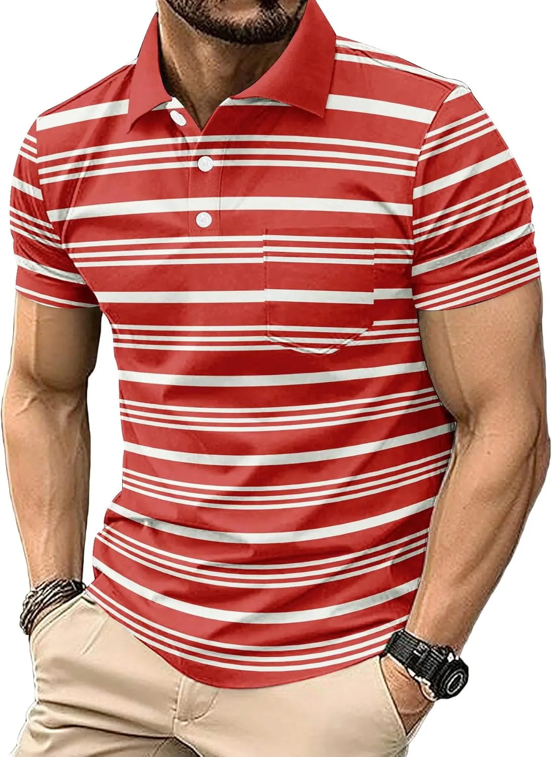 6 Pack Mens Polo Shirt Short Sleeve Sports Golf Tennis T-Shirt Moisture-Wicking Summer Shirts for Work Casual Athletic