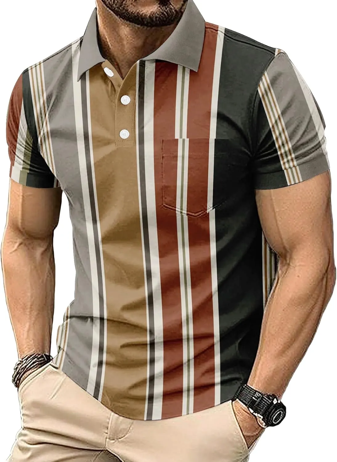 6 Pack Mens Polo Shirt Short Sleeve Sports Golf Tennis T-Shirt Moisture-Wicking Summer Shirts for Work Casual Athletic