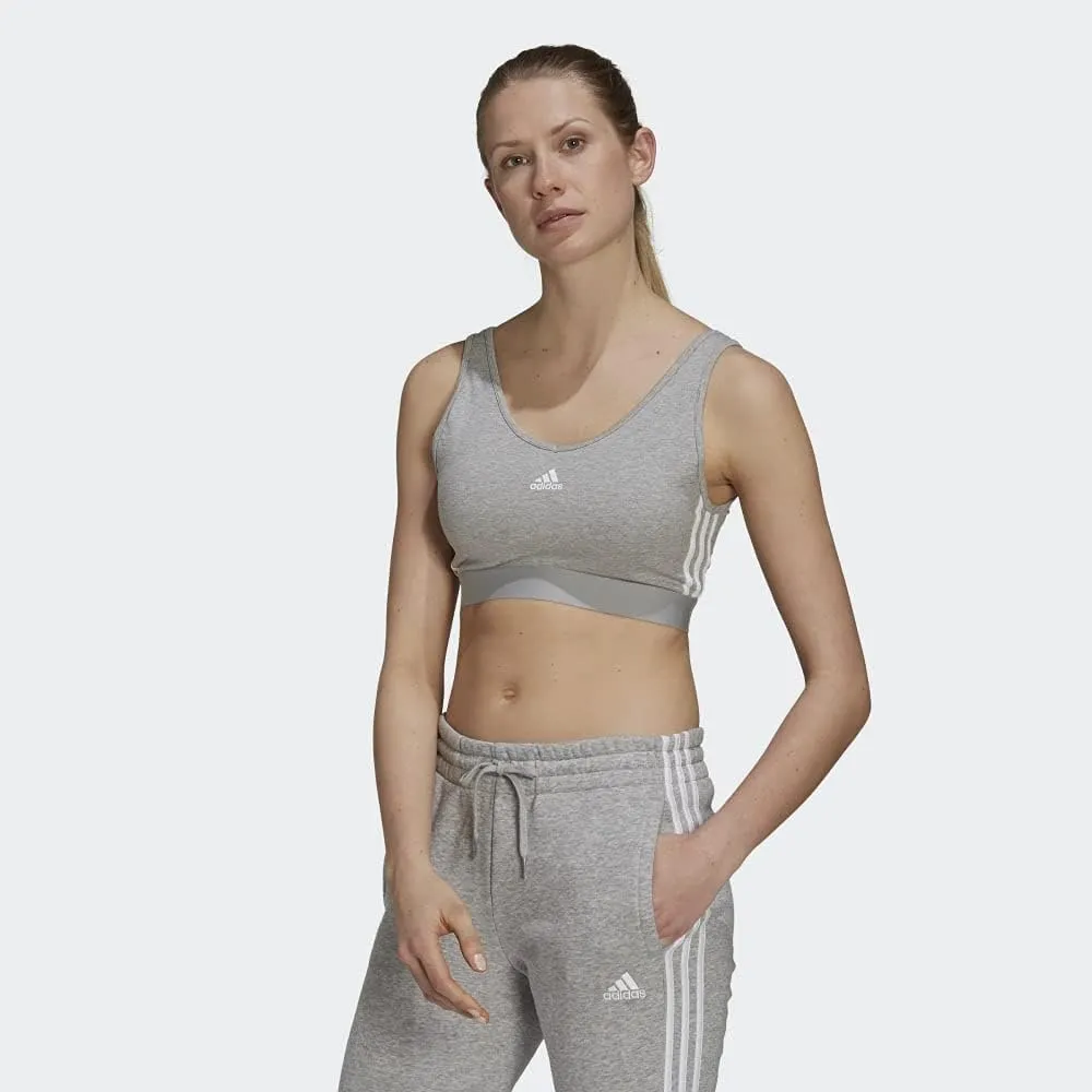 adidas Women's Essentials 3-Stripes Crop Top with Removable Pads