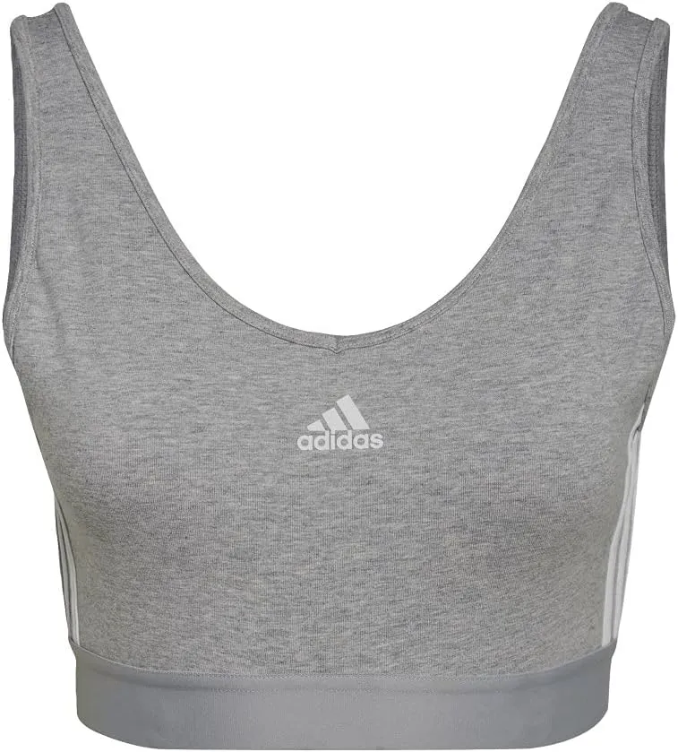 adidas Women's Essentials 3-Stripes Crop Top with Removable Pads