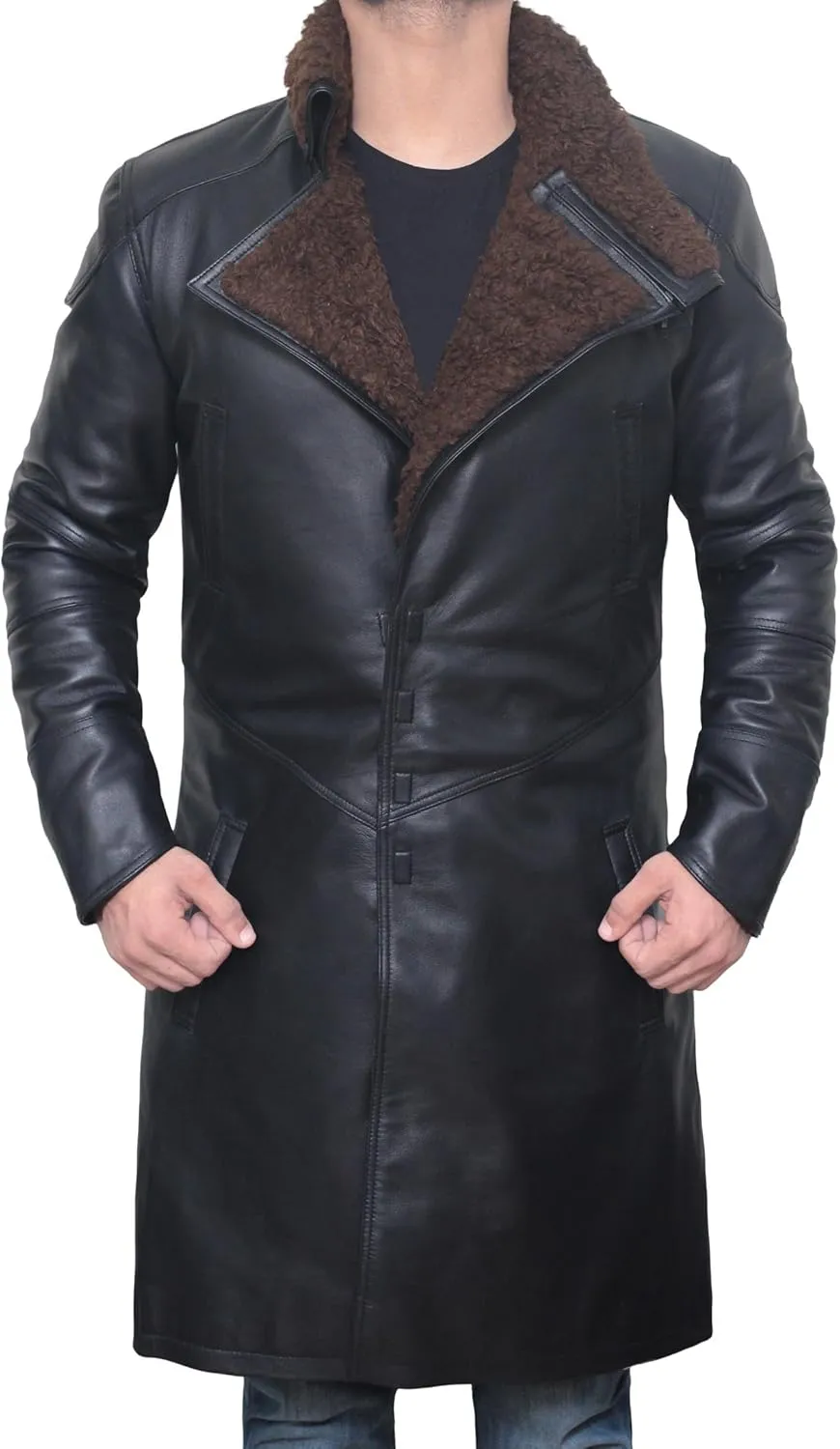 ADS Men's Officer K Ryan Gosling 2049 Blade Runner fur linning Trench coat