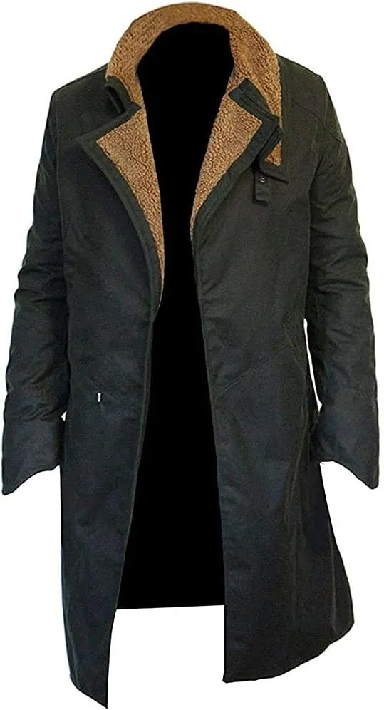 ADS Men's Officer K Ryan Gosling 2049 Blade Runner fur linning Trench coat