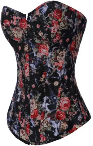 Alivila.Y Fashion Womens Vintage Floral Denim Overbust Corset Bustier Top