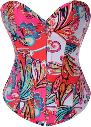 Alivila.Y Fashion Womens Vintage Floral Denim Overbust Corset Bustier Top