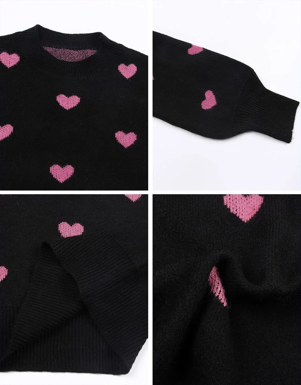Alsol Lamesa Women's 2025 Fall Winter Mock Neck Long Sleeve Striped Color Block Cute Heart Ribbed Knit Pullover Sweaters