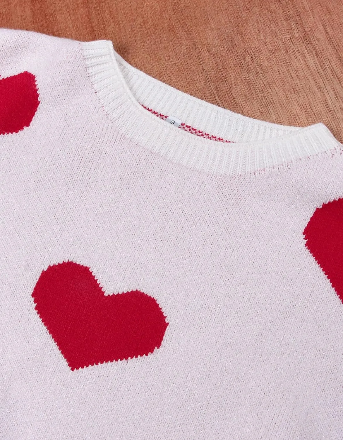 Alsol Lamesa Women's Cute Heart Sweater Pullover Long Sleeve Crewneck Casual Knitted Sweaters