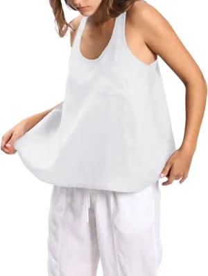 Amazhiyu Women's 100% Linen Summer Scoop Neck Sleeveless Racerback Tank Top