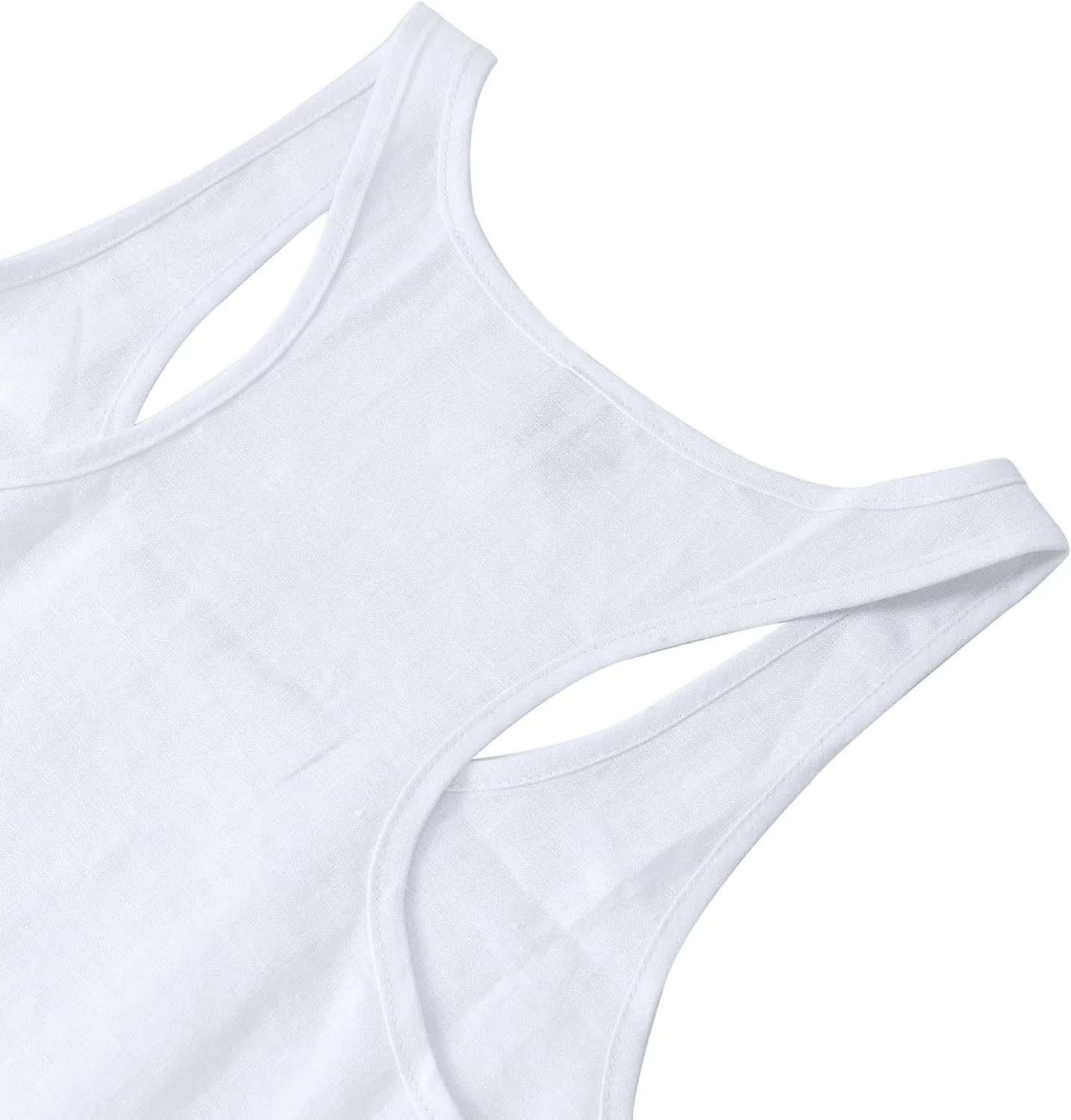 Amazhiyu Women's 100% Linen Summer Scoop Neck Sleeveless Racerback Tank Top