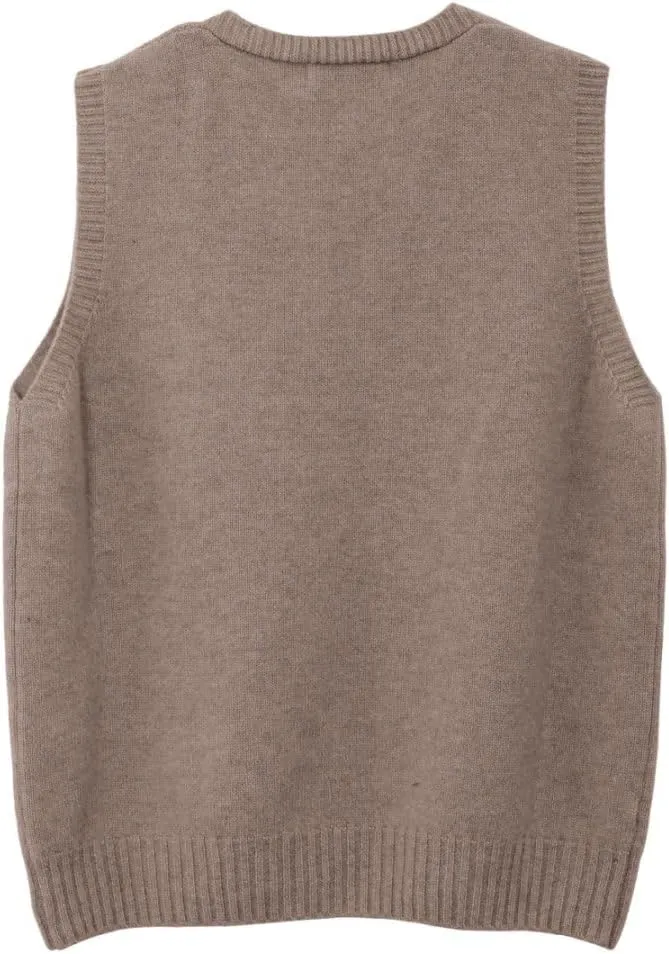 Amazhiyu Womens 100% Wool Sweater Vest Sleeveless V Neck Knitted Pullover Top