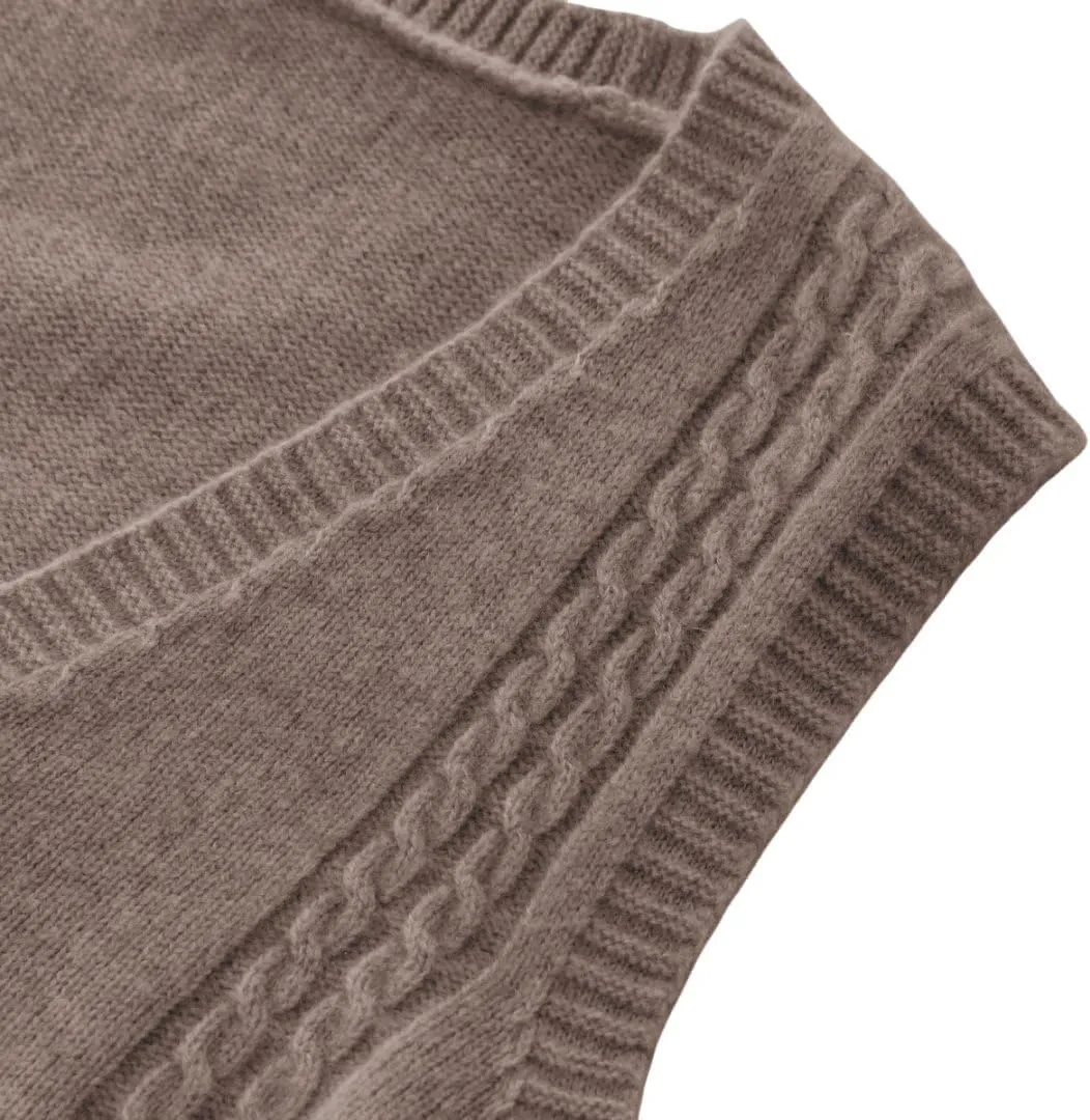 Amazhiyu Womens 100% Wool Sweater Vest Sleeveless V Neck Knitted Pullover Top