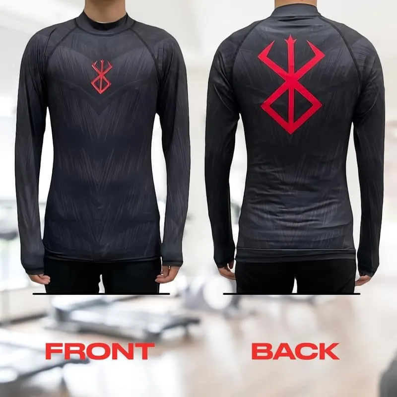 Anime Long Sleeve Compression Shirts for Men and Short Sleeve Gym Wear Athletic Workout Gear Top Shirt