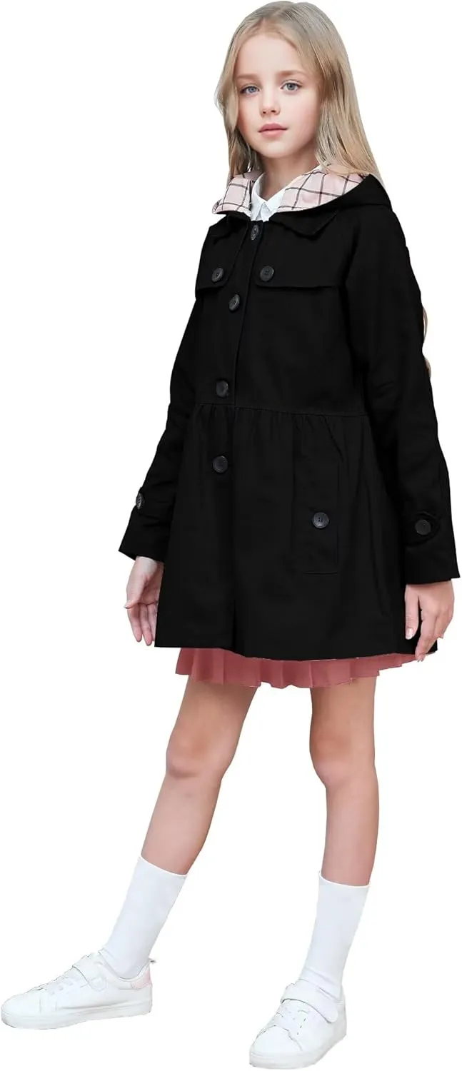 BINPAW Girl's Hooded Trench Coat