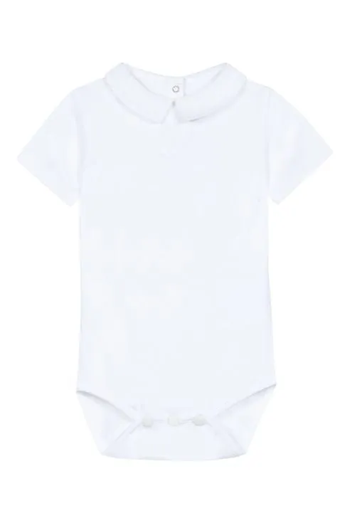 Bodysuit - White jersey with embroidery