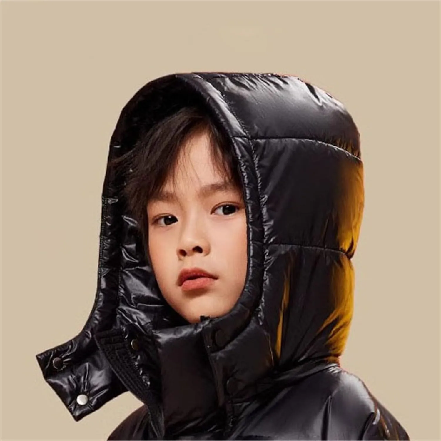 Boys Girls Fashion Long Hooded Down Coat Kids Puffer Down Jacket Thick Warm Coat Padded Winter Jacket Clothes