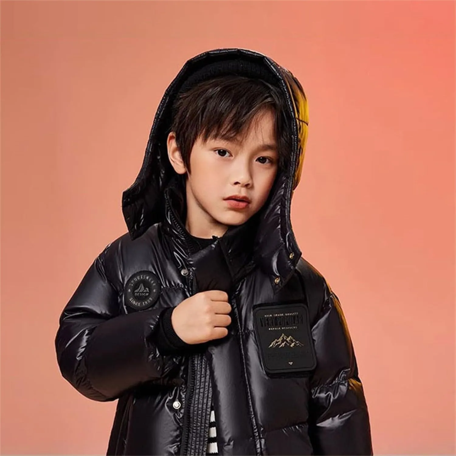 Boys Girls Fashion Long Hooded Down Coat Kids Puffer Down Jacket Thick Warm Coat Padded Winter Jacket Clothes