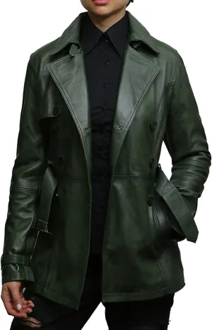 BRANDSLOCK Womens Genuine Leather Biker Jacket Coat