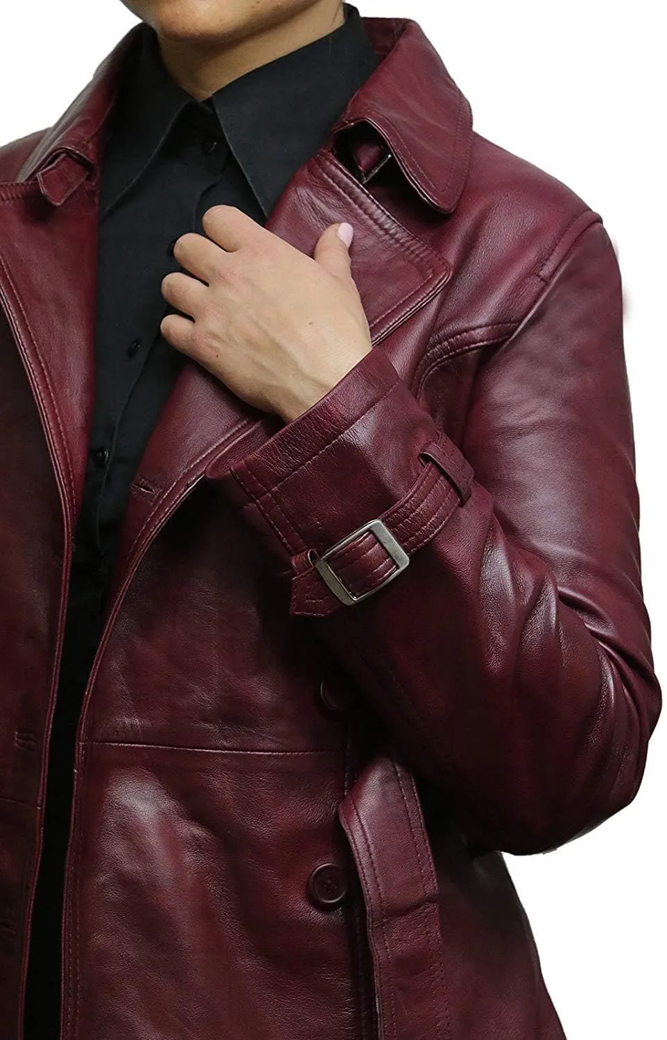 BRANDSLOCK Womens Genuine Leather Biker Jacket Coat