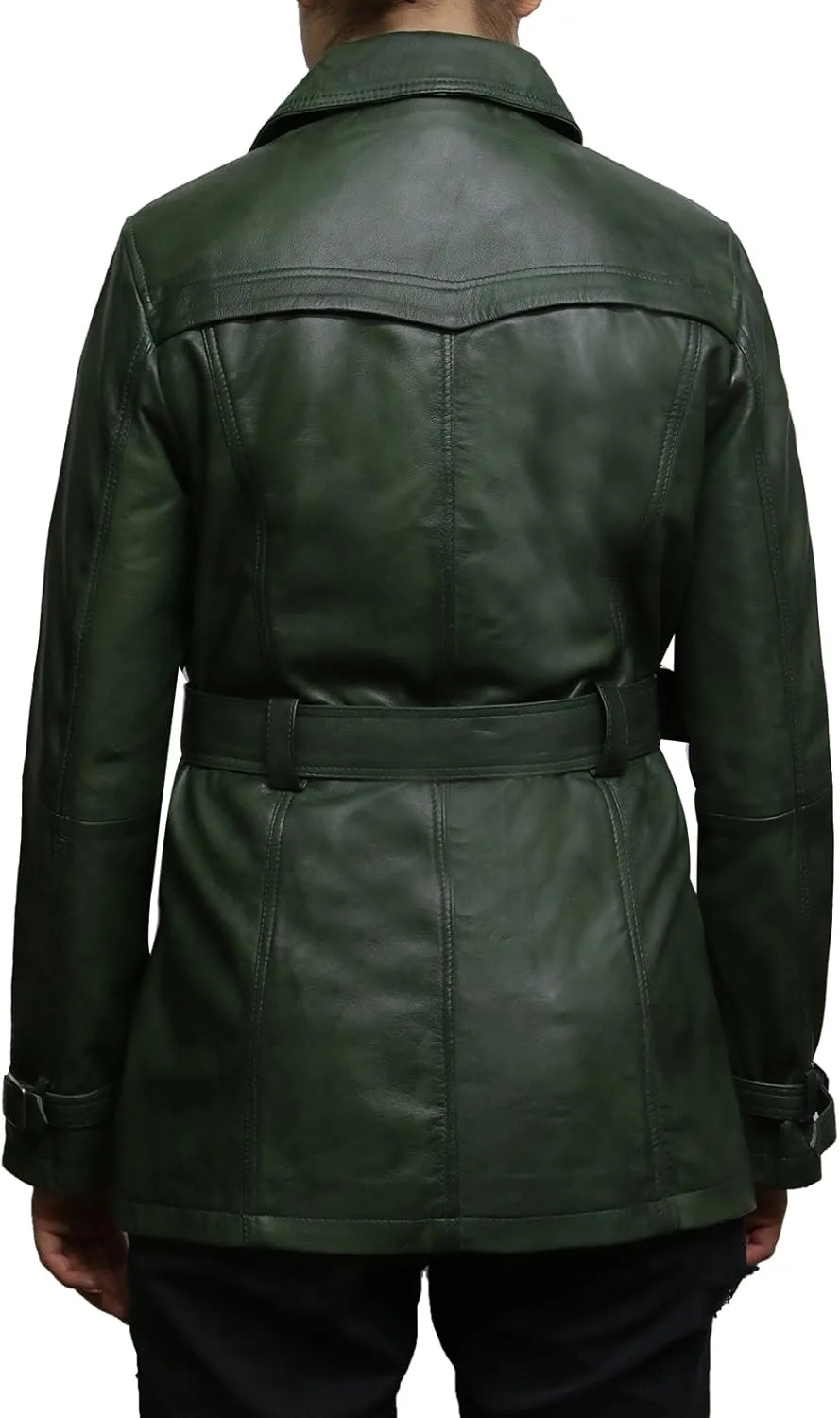 BRANDSLOCK Womens Genuine Leather Biker Jacket Coat