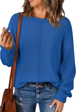 BTFBM Womens Loose Pullover Sweaters Fall Winter Clothes 2025 Crewneck Slouchy Sweater Long Sleeve Casual Knitted Tops
