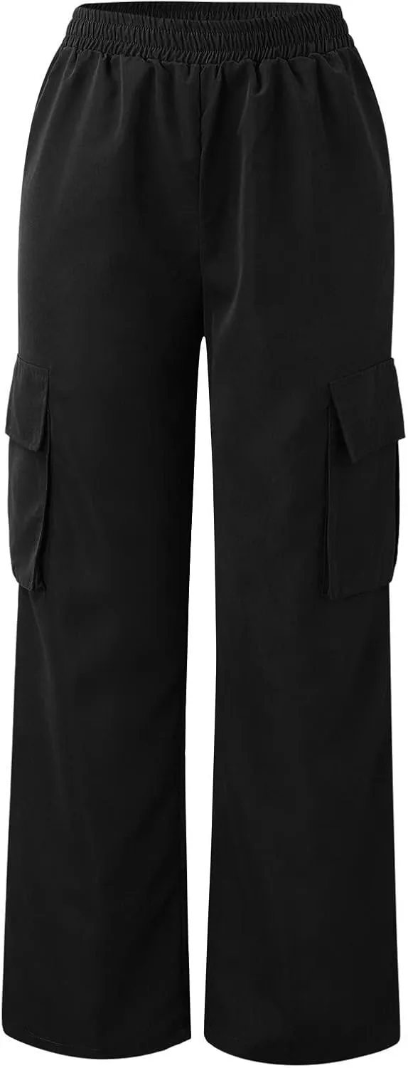 Business Casual Pants for Women Casual Wide Leg Beltless Capri Sweatpants for Women with Pockets Trousers