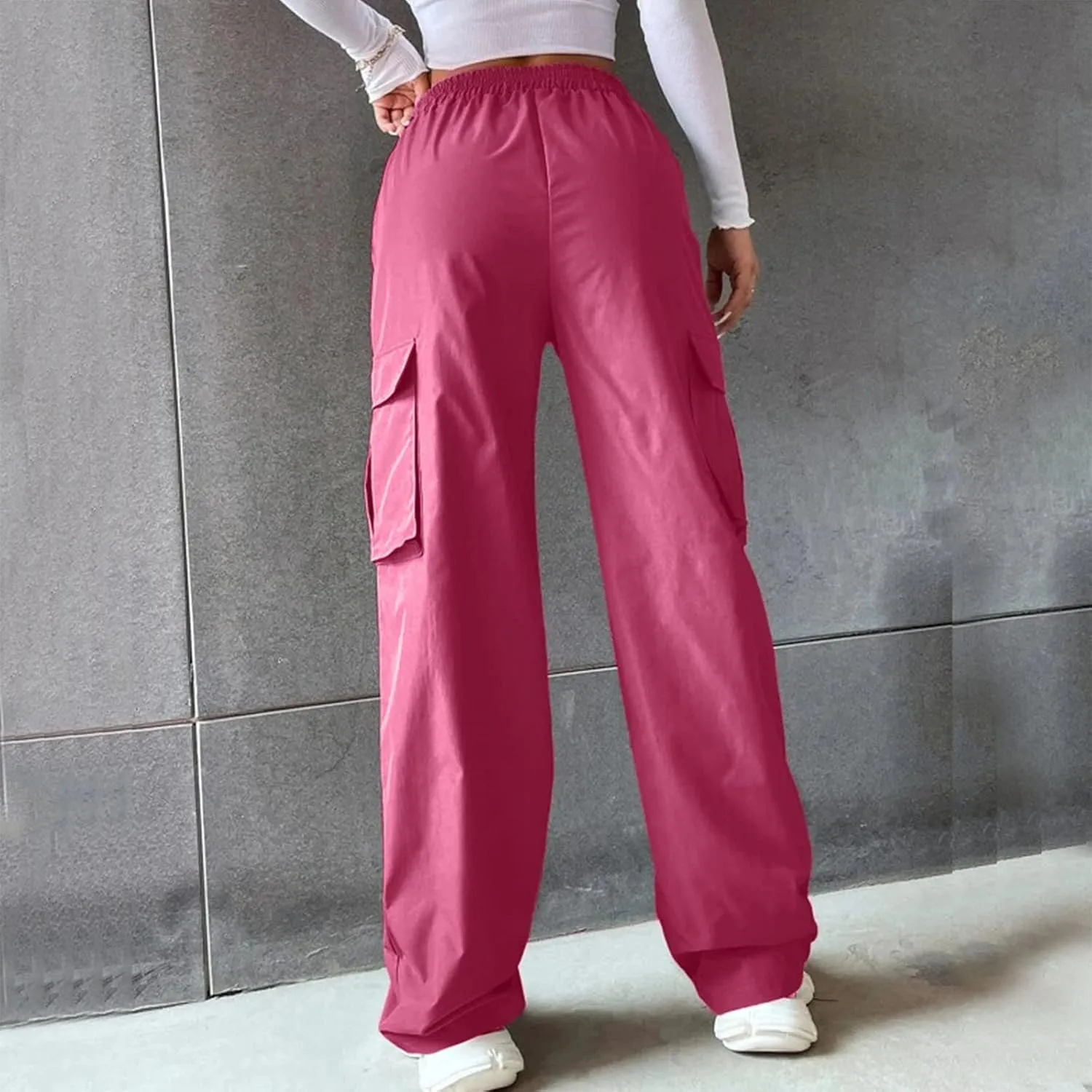 Business Casual Pants for Women Casual Wide Leg Beltless Capri Sweatpants for Women with Pockets Trousers