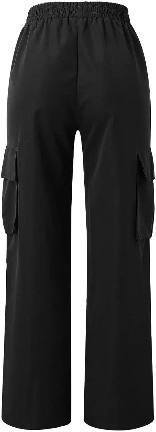 Business Casual Pants for Women Casual Wide Leg Beltless Capri Sweatpants for Women with Pockets Trousers
