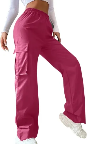 Business Casual Pants for Women Casual Wide Leg Beltless Capri Sweatpants for Women with Pockets Trousers