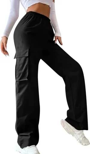 Business Casual Pants for Women Casual Wide Leg Beltless Capri Sweatpants for Women with Pockets Trousers