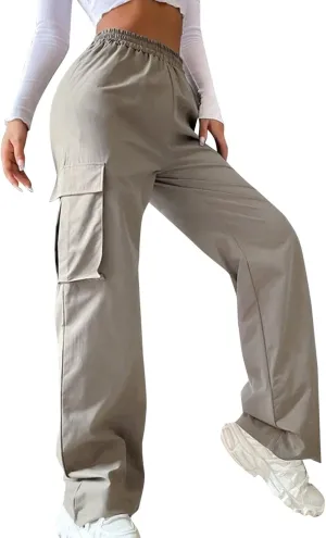 Business Casual Pants for Women Casual Wide Leg Beltless Capri Sweatpants for Women with Pockets Trousers
