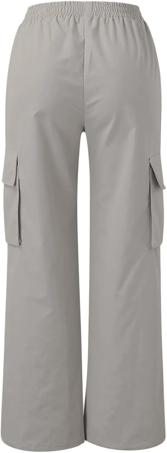 Business Casual Pants for Women Casual Wide Leg Beltless Capri Sweatpants for Women with Pockets Trousers