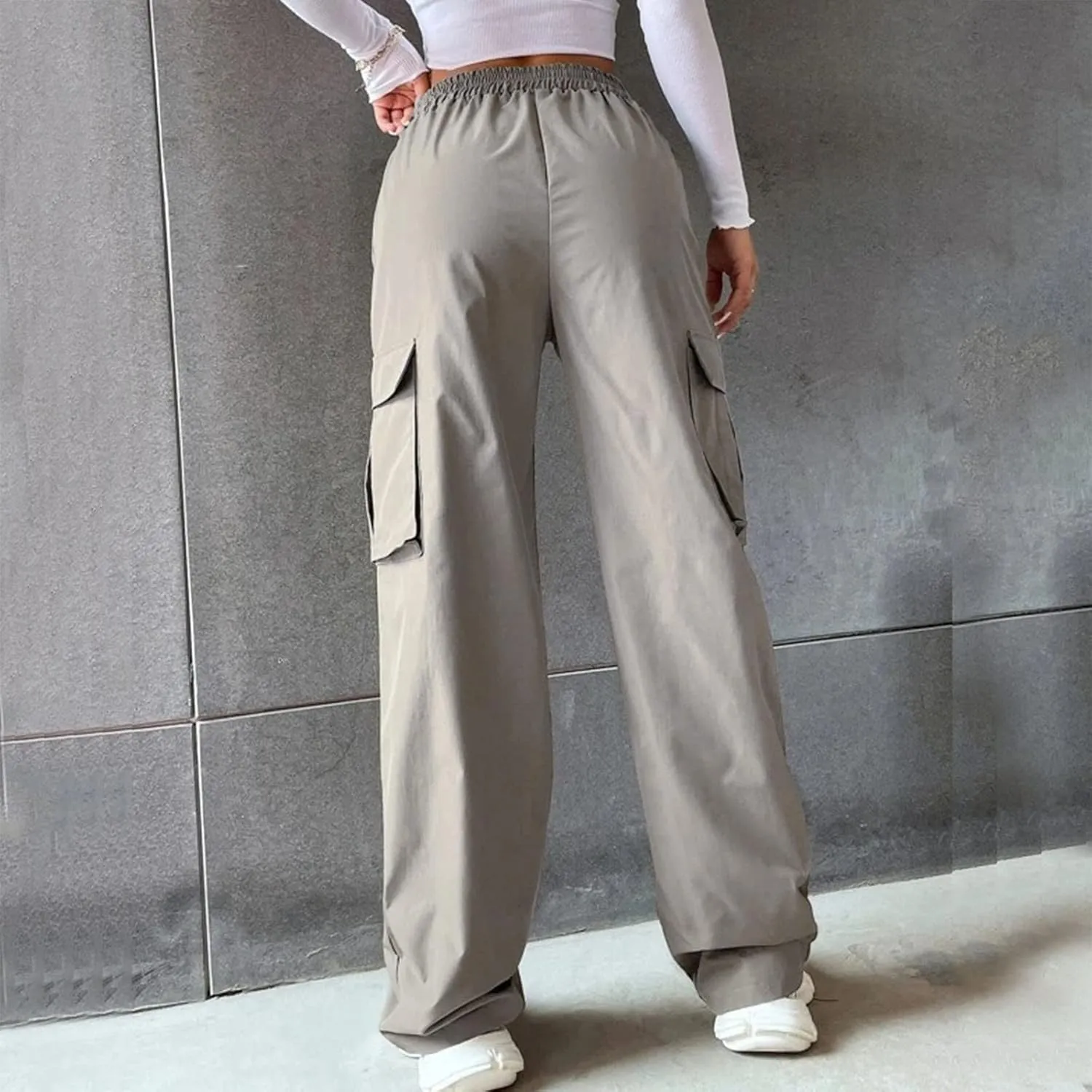 Business Casual Pants for Women Casual Wide Leg Beltless Capri Sweatpants for Women with Pockets Trousers