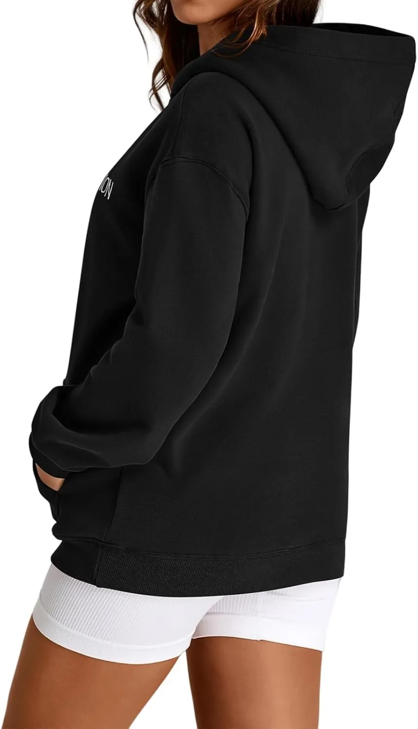 Canbebig Oversized Hoodies for Women Letter Printed Pullover Sweatshirts Long Sleeve Shirts with Pockets Fashion Clothes