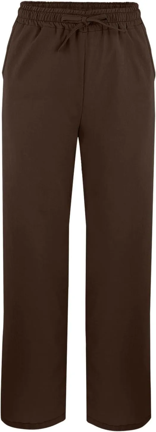 Capris Linen Pants for Women 2025 Summer High Waist Elastic Straight Leg Lounge Pant Lightweight Beach Trousers