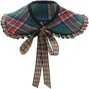 Checked Cloak Lapel Fake Collar Scotch Plaids Fake Collar Mini Cape Detachable Faux Collar