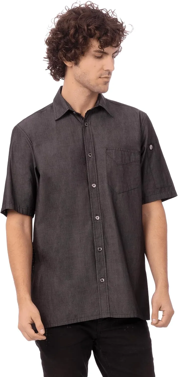 Chef Works Men's Detroit Short Sleeve Denim Shirt