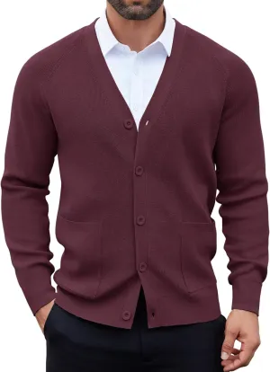 COOFANDY Men's Cardigan Sweaters with Button Lightweight Casual V Neck Long Sleeve Pockets Knitted Sweater
