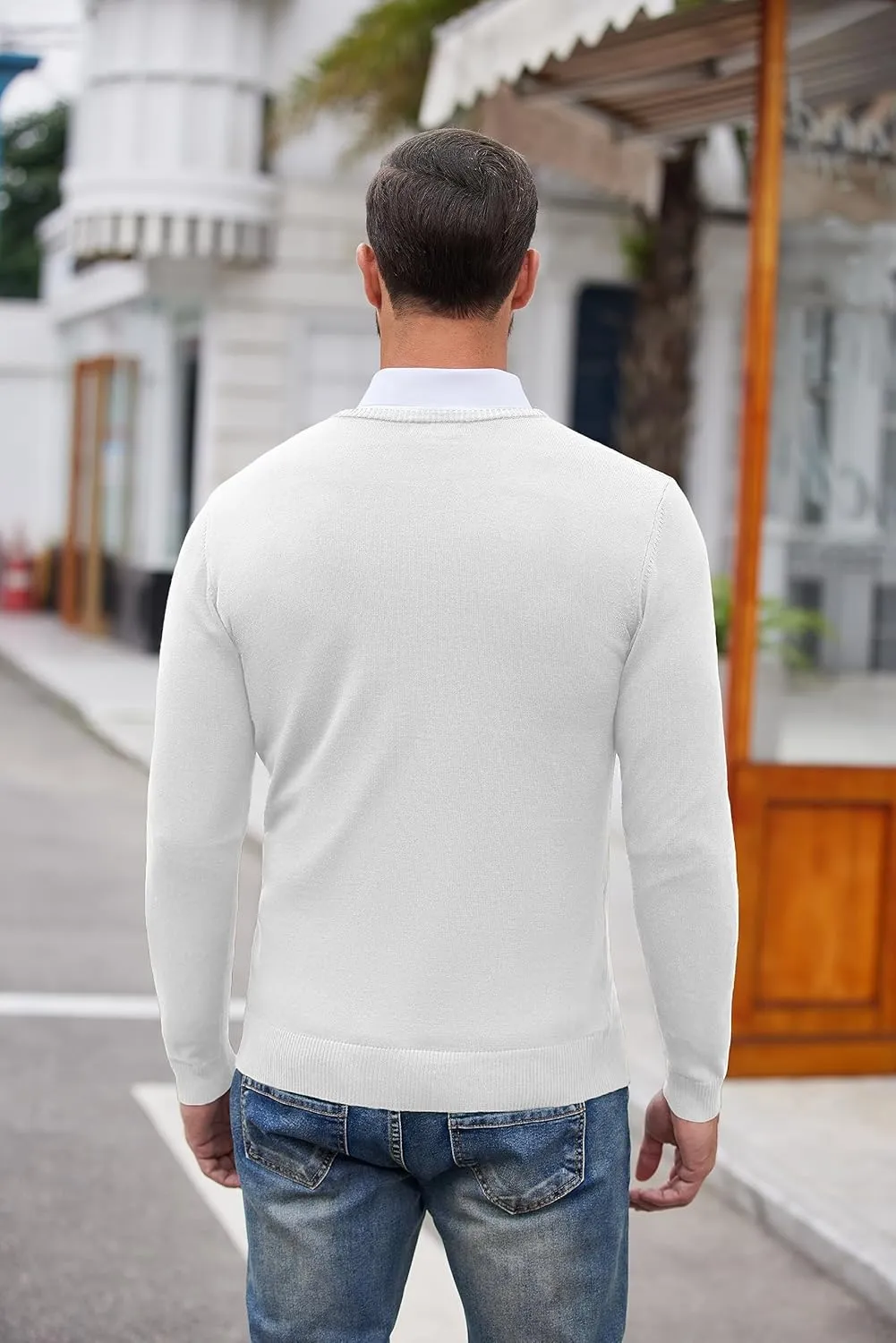 COOFANDY Men's Dress Crew Neck Sweater Lightweight Sweatshirts Knitted Pullover Casual Fashion Long Sleeve Sweater