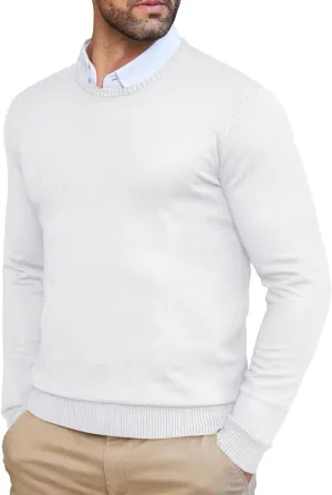 COOFANDY Men's Dress Crew Neck Sweater Lightweight Sweatshirts Knitted Pullover Casual Fashion Long Sleeve Sweater