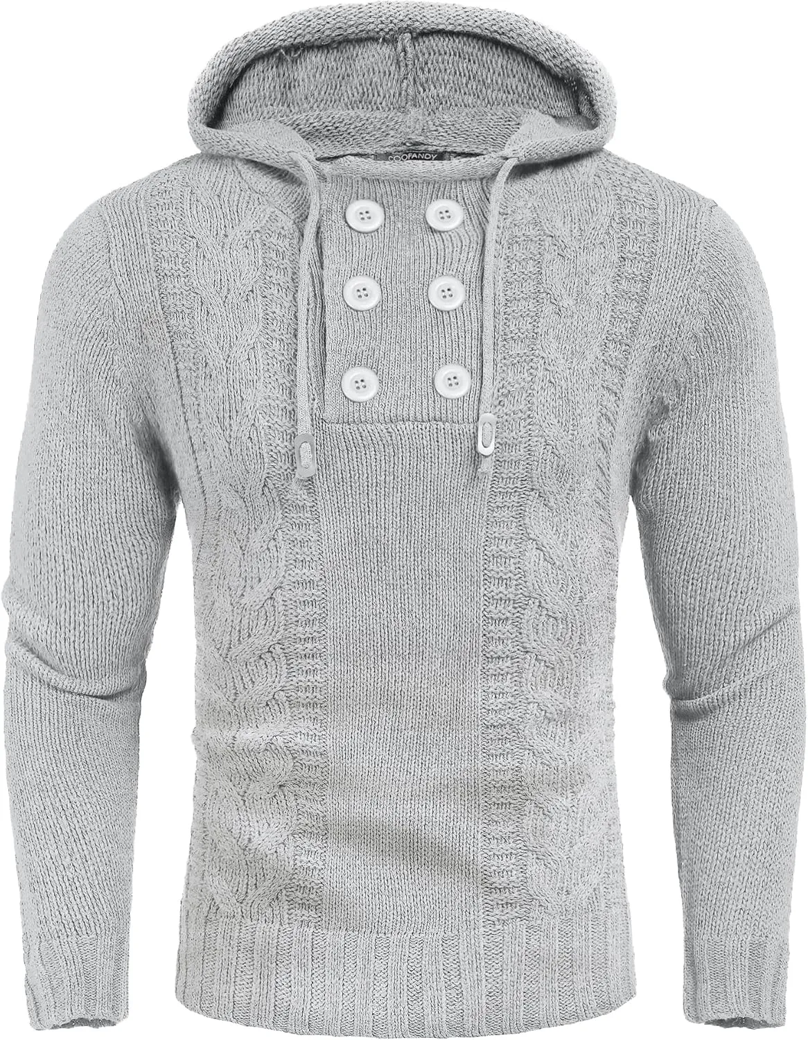COOFANDY Men's Knitted Hoodies Pullover Casual Long Sleeve Turtleneck Sweaters