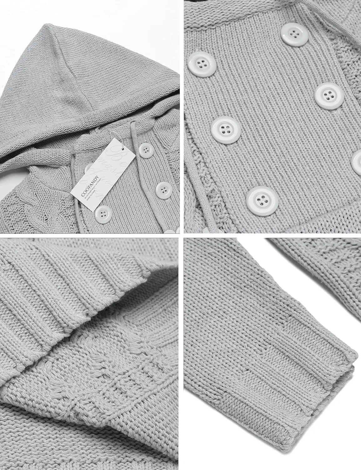 COOFANDY Men's Knitted Hoodies Pullover Casual Long Sleeve Turtleneck Sweaters