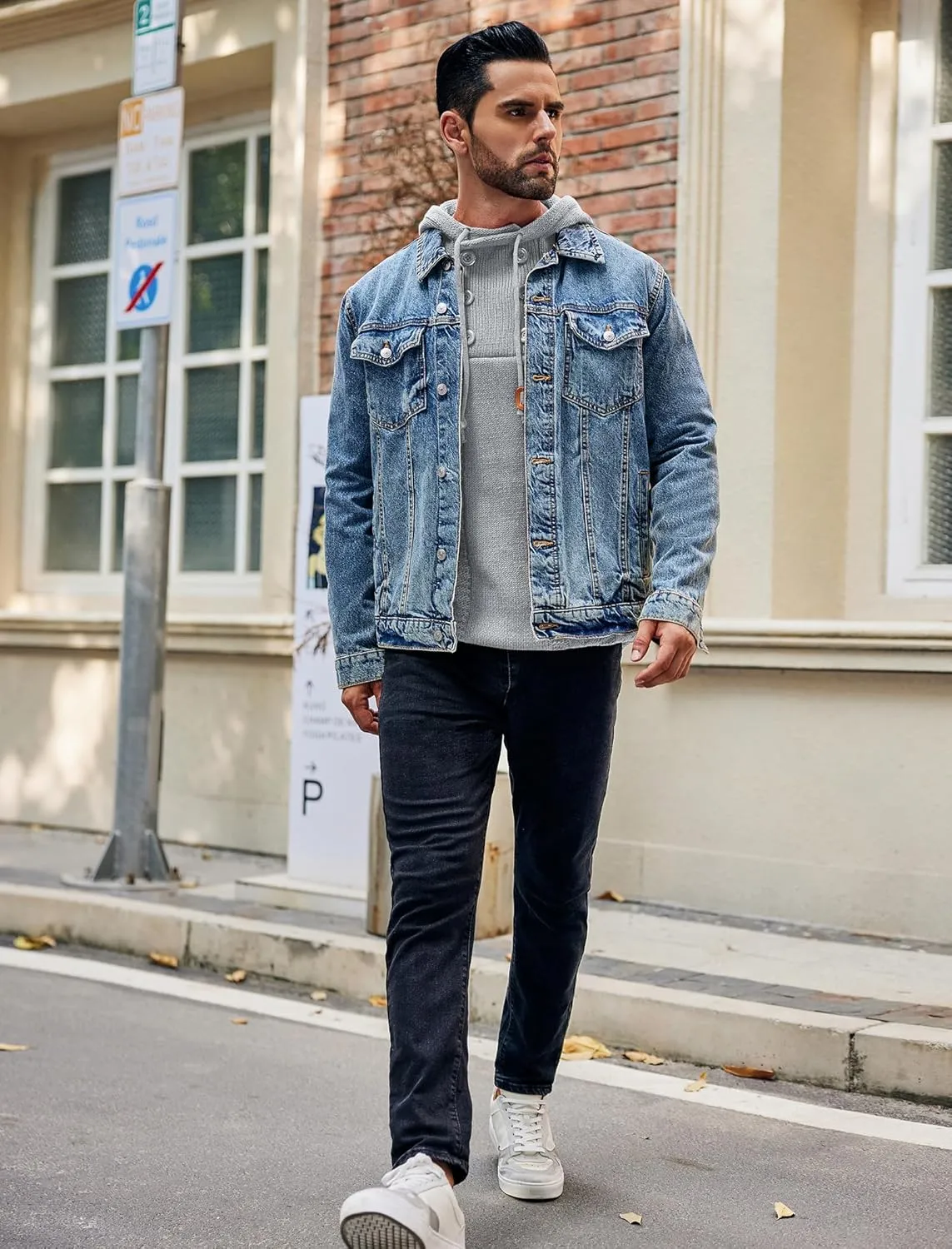 COOFANDY Men's Knitted Hoodies Pullover Casual Long Sleeve Turtleneck Sweaters