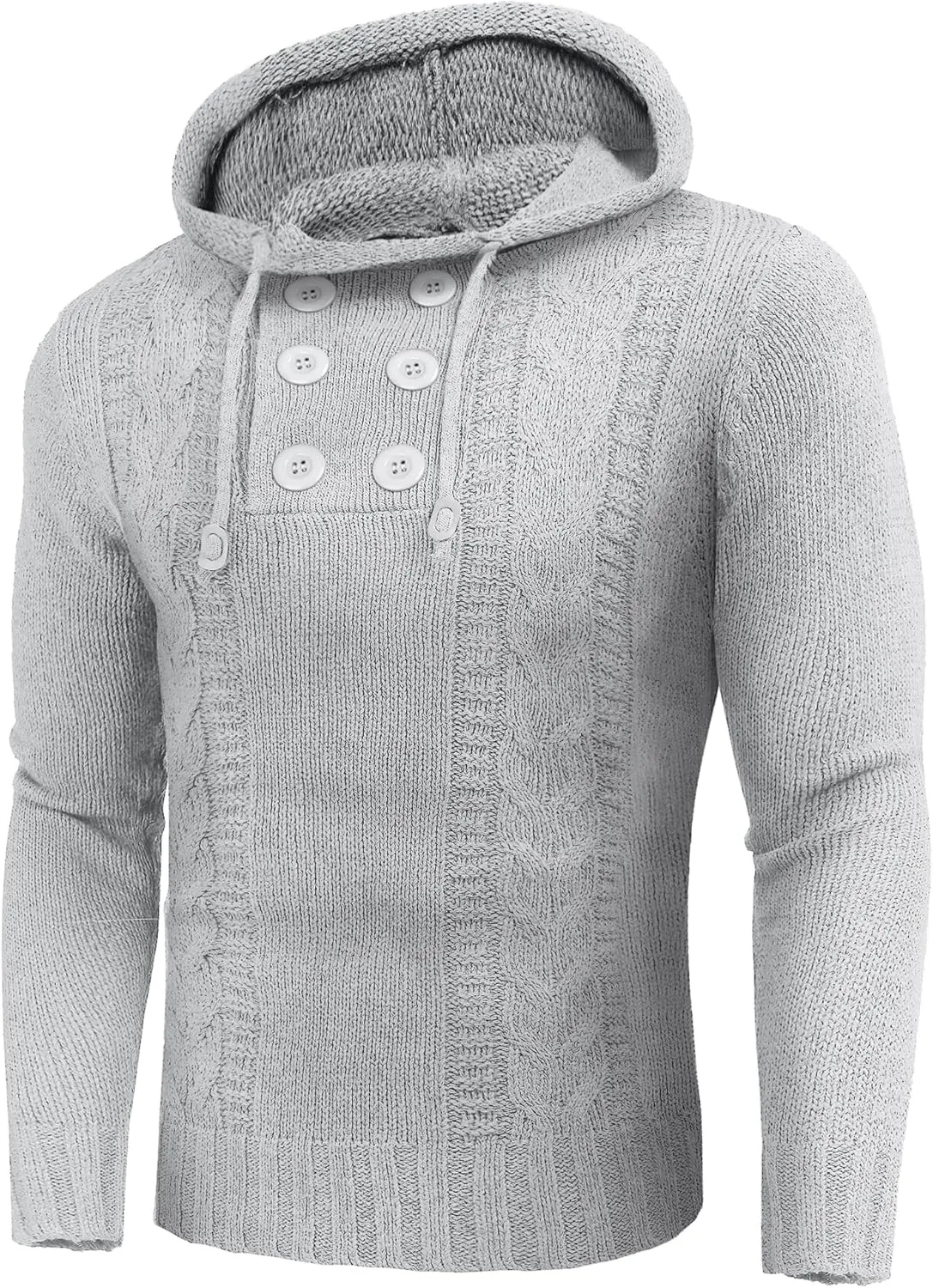 COOFANDY Men's Knitted Hoodies Pullover Casual Long Sleeve Turtleneck Sweaters