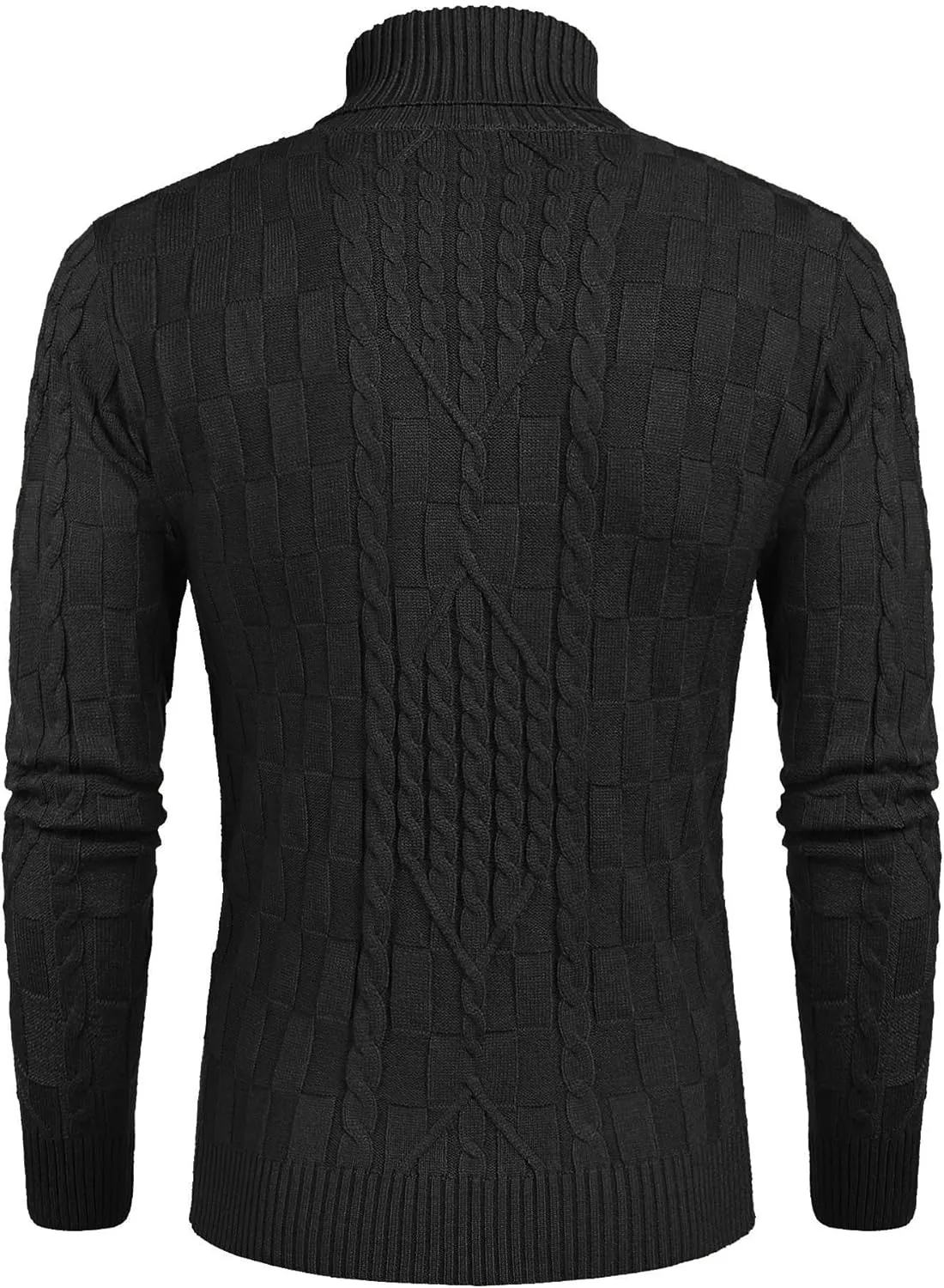COOFANDY Men's Slim Fit Turtleneck Sweater Casual Cable Knit Pullover Sweaters