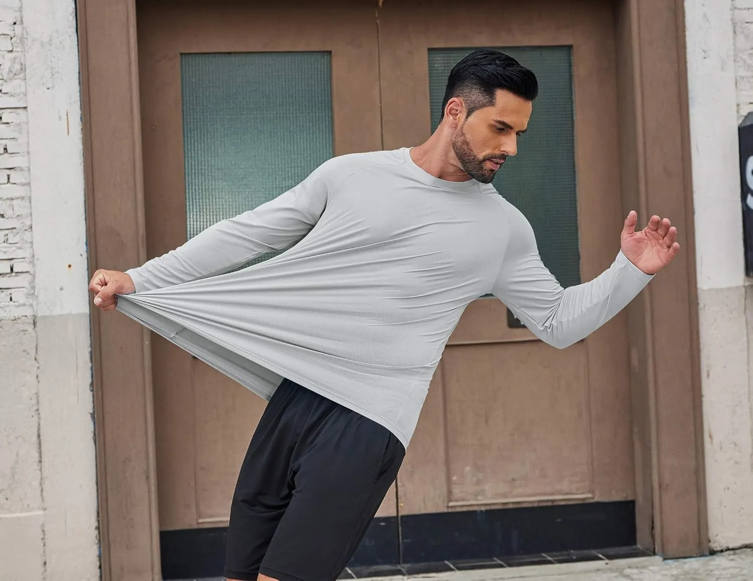 COOFANDY Men's Sun Protection Shirts Long Sleeve Rash Guard Swim T-Shirts Lightweight Quick Dry Fishing Shirts