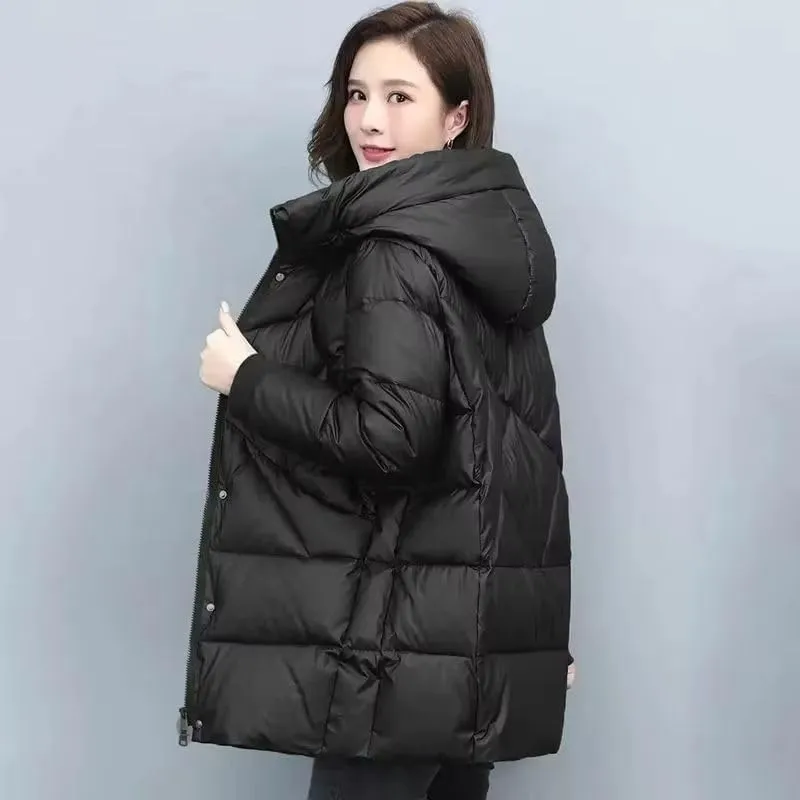 Cotton Coat Women's Mid-Length Winter Jackets Elegant Parkas Padded Jacket Thick Down Vintage Outwear