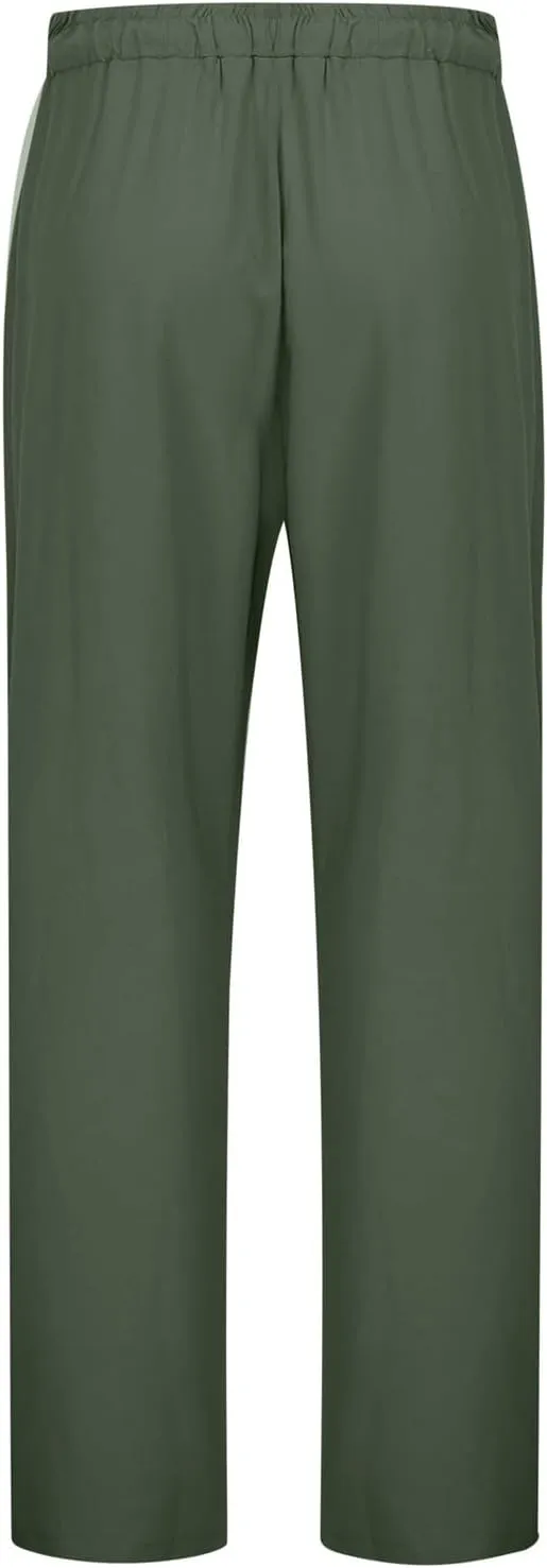 Cotton Linen Pants for Women Summer Casual Capri Pants Waist Elastic Comfy Loose Women's Palazzo Trousers with Pockets