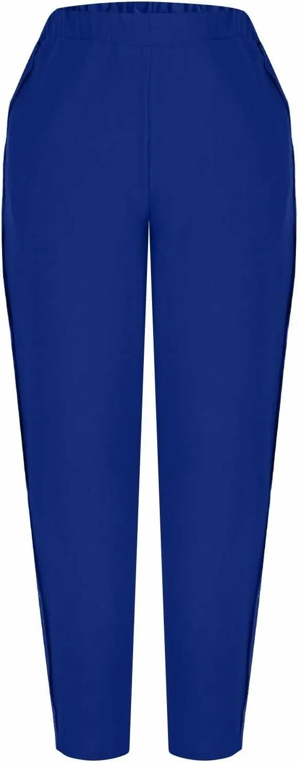 Cotton Linen Pants for Women Wide Straight Leg Side Button Pant Teen Girls 2025 Baggy Elastic Waist Comfy Crop Trouser