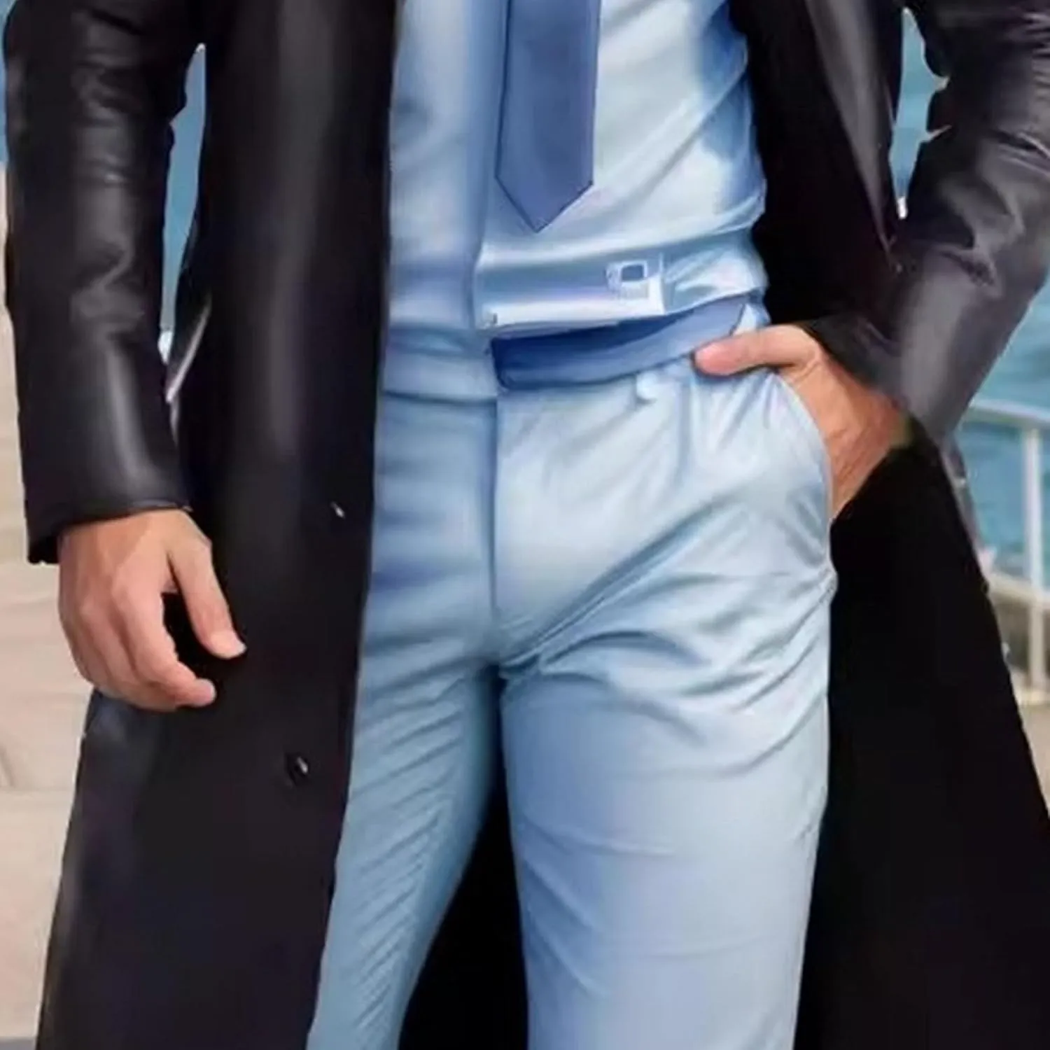 DGHM-JLMY Mens Fall Retro Leather Trench Coat Classic Long Steampunk Overcoat Vintage Faux Leather Long Jacket
