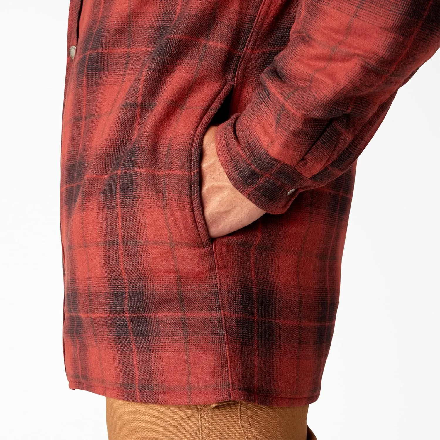 Dickies Mens Water Repellent Flannel Hooded Shirt Jacket